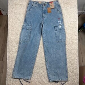 Levi's‎ 94 Baggy Cargo Jeans Light Wash Denim Adjustable Hem Size 27x30